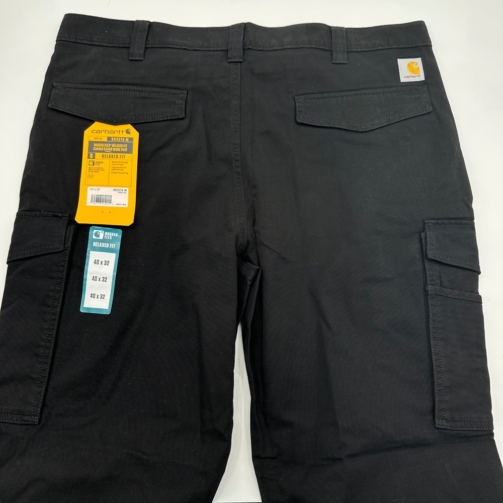 Lot 2 Carhartt Rugged Flex Relaxed Canvas Cargo Pants Black 40x32 103574-BLK NWT - Picture 12 of 14